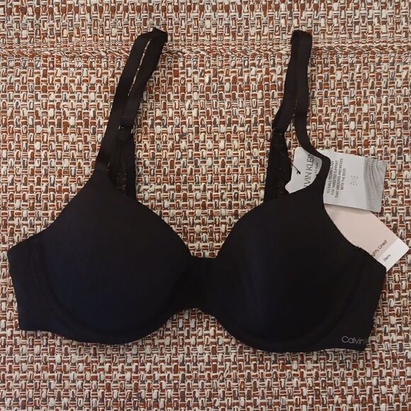 New Calvin Klein Perfectly Fit Flex Lightly Lined Demi Bra Black 32B New - Picture 1 of 10